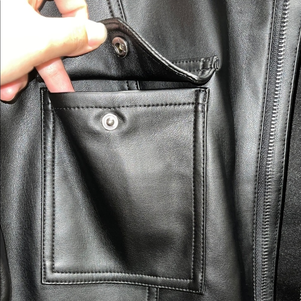 Good American Faux Black Leather Jumpsuit with Modern Edge - Picture 8 of 12